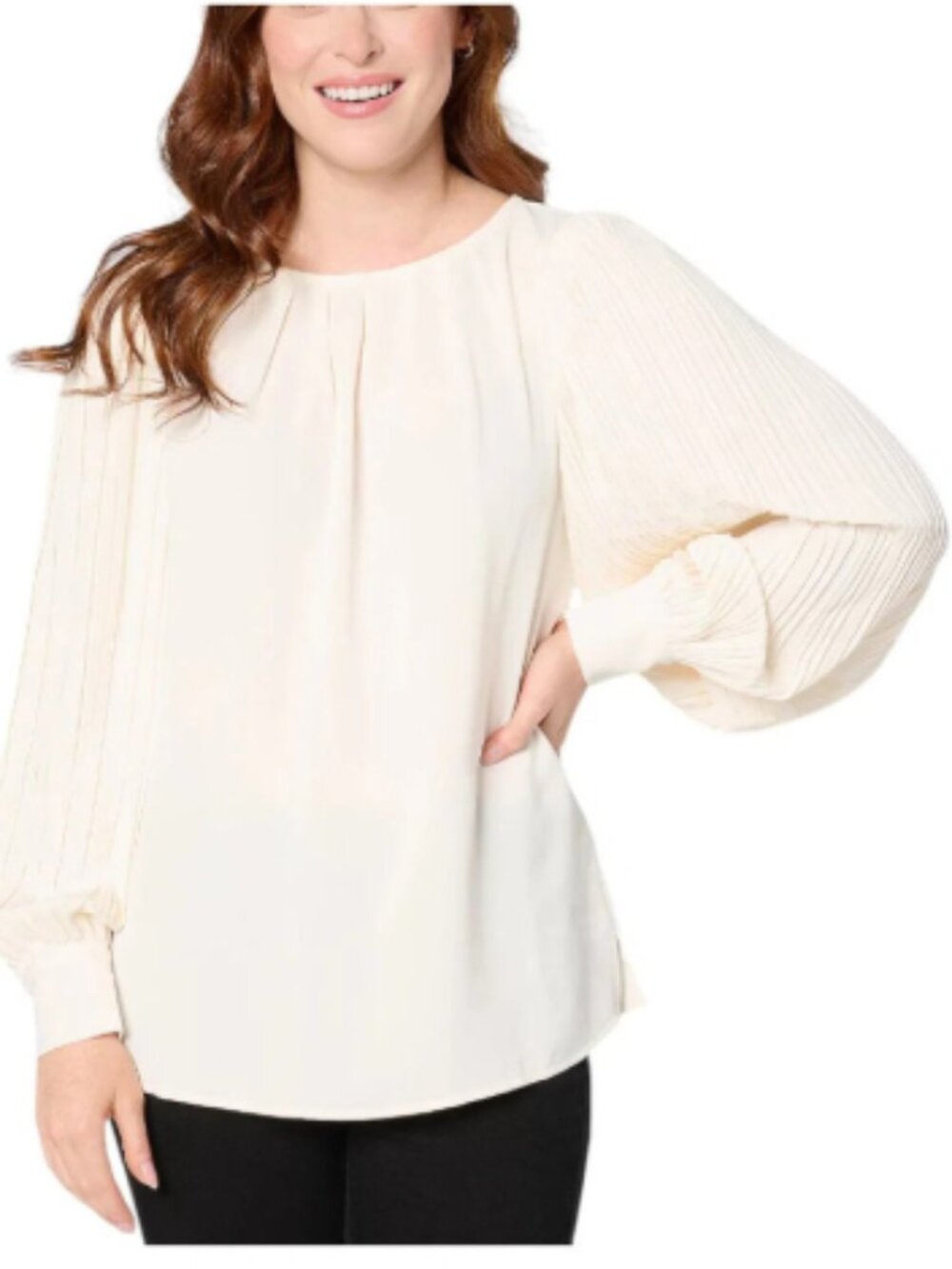 Belle by Kim Gravel Romantica Accordian Sleeve Blouse - Size: Large - NIP
